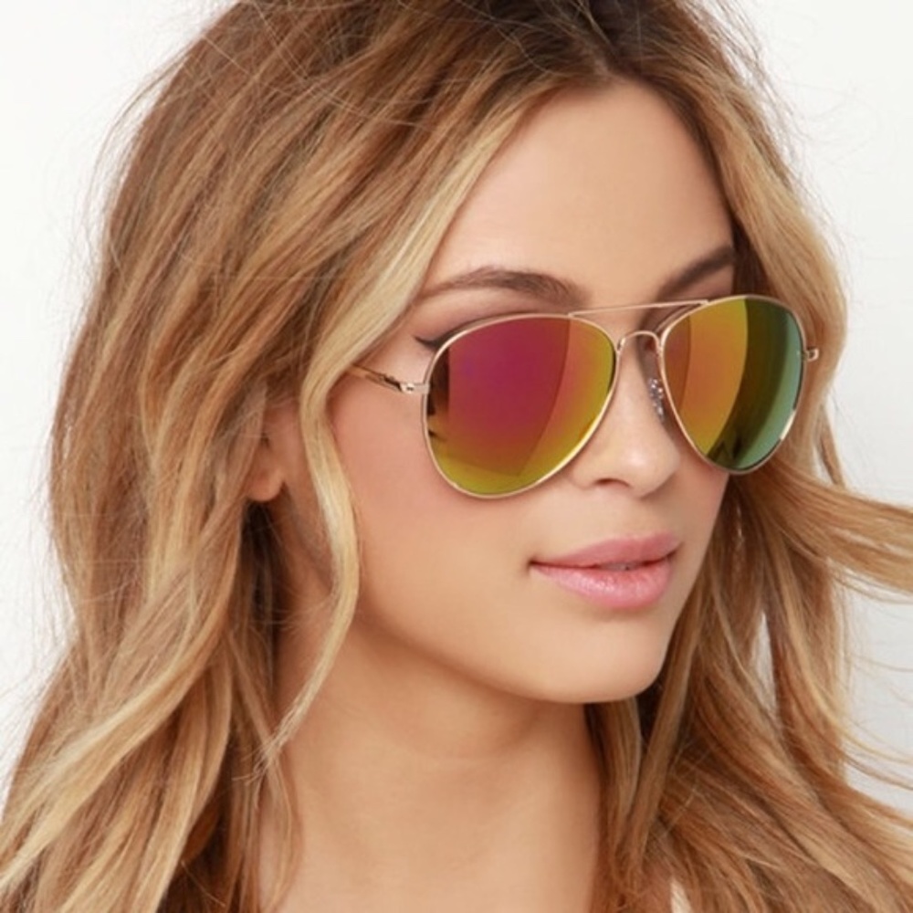 Rainbow Mirrored Lens Aviator Sunglasses new - Picture 6 of 6